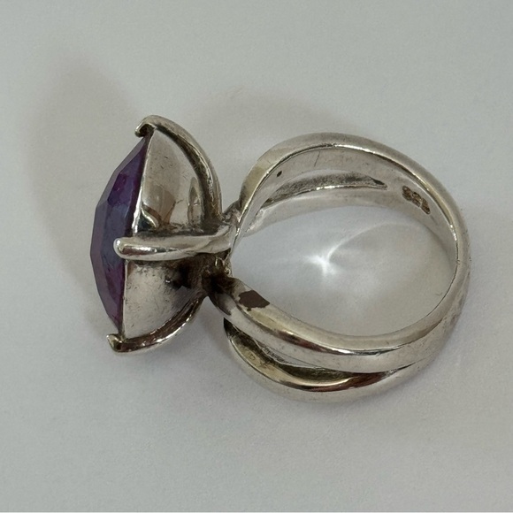 Sterling Silver BARSE Split Shank Ring Teardrop Pear Purple Stone - Picture 5 of 9